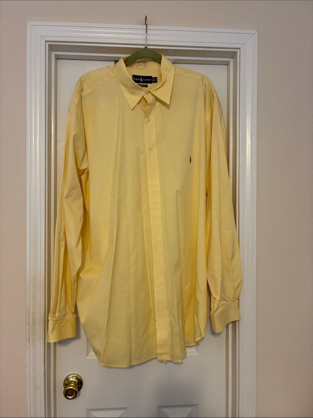 Men’s Ralph Lauren Pale Yellow Long-Sleeve size 18.5 38/39 classic F Dress Shirt